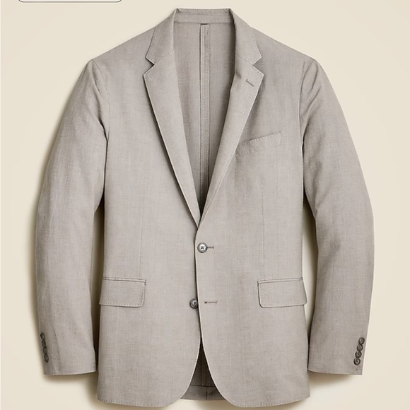 Ludlow Slim-fit unstructured suit in Irish cotton-linen blend. Color: grey. - Picture 2 of 4
